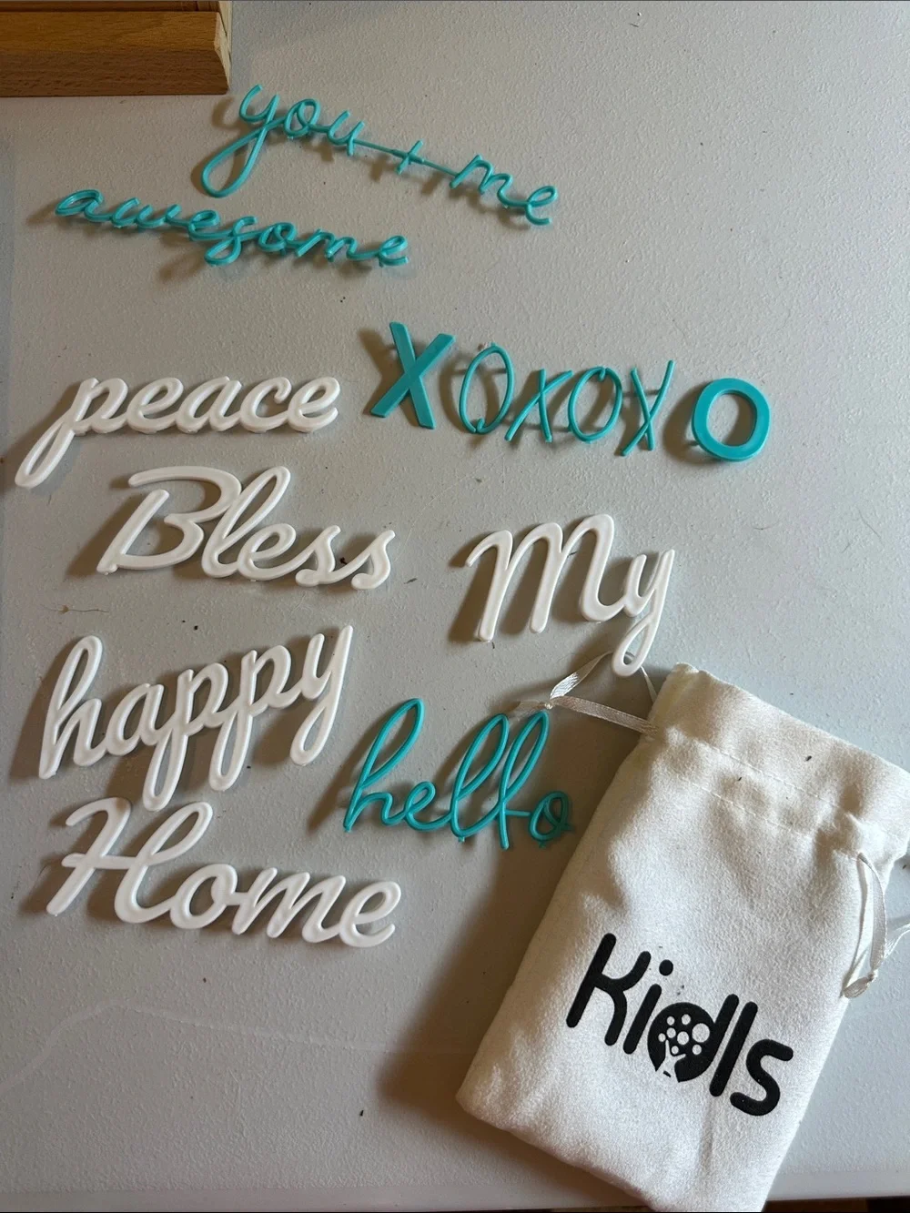 Hobby Lobby Teal White Black Decorative Script Words and Felt Letter Board Kit